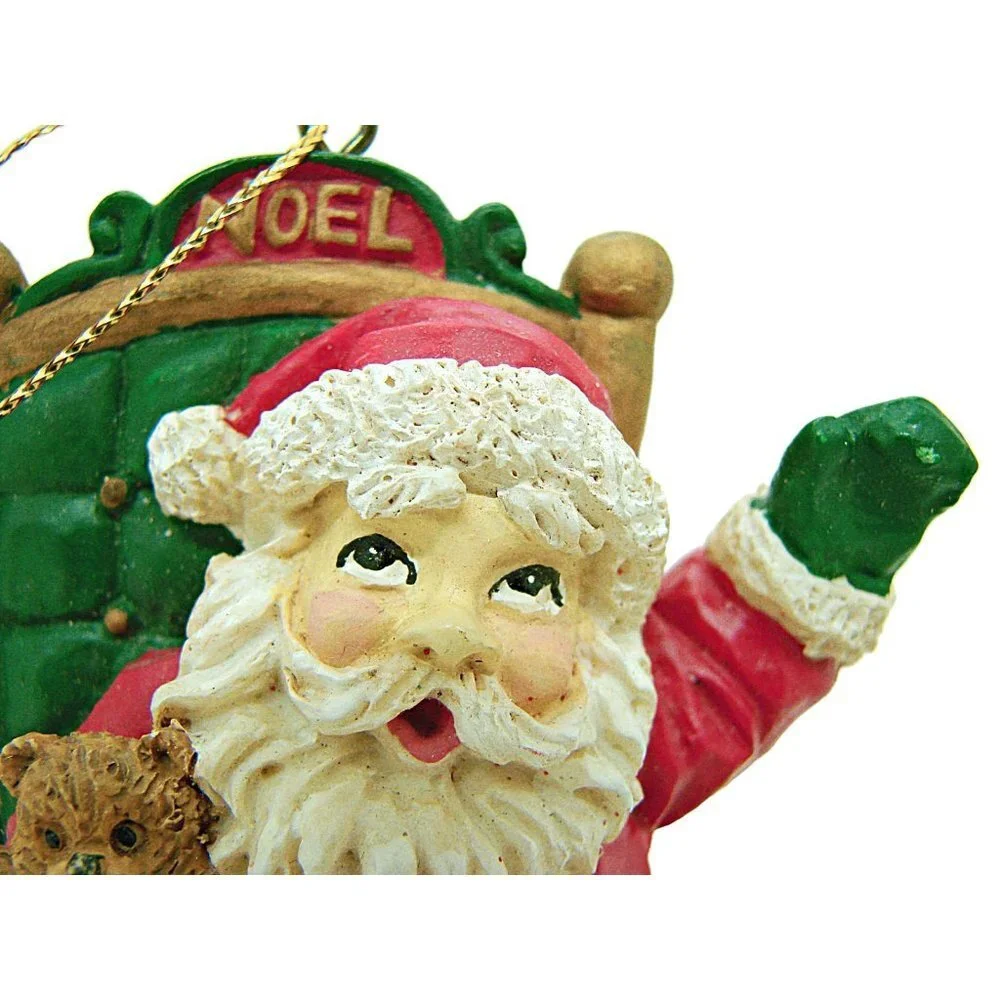 Vintage Santa And Animal Friends Multicolor Christmas Decorative Ornament Resin